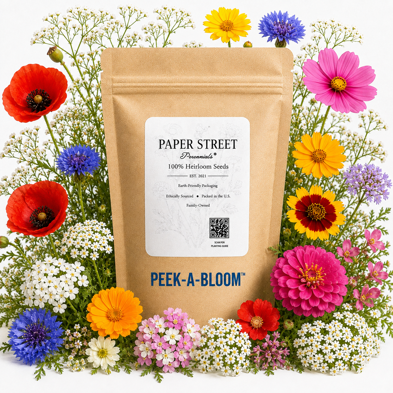 Peek-a-Bloom™ flowers and seed package