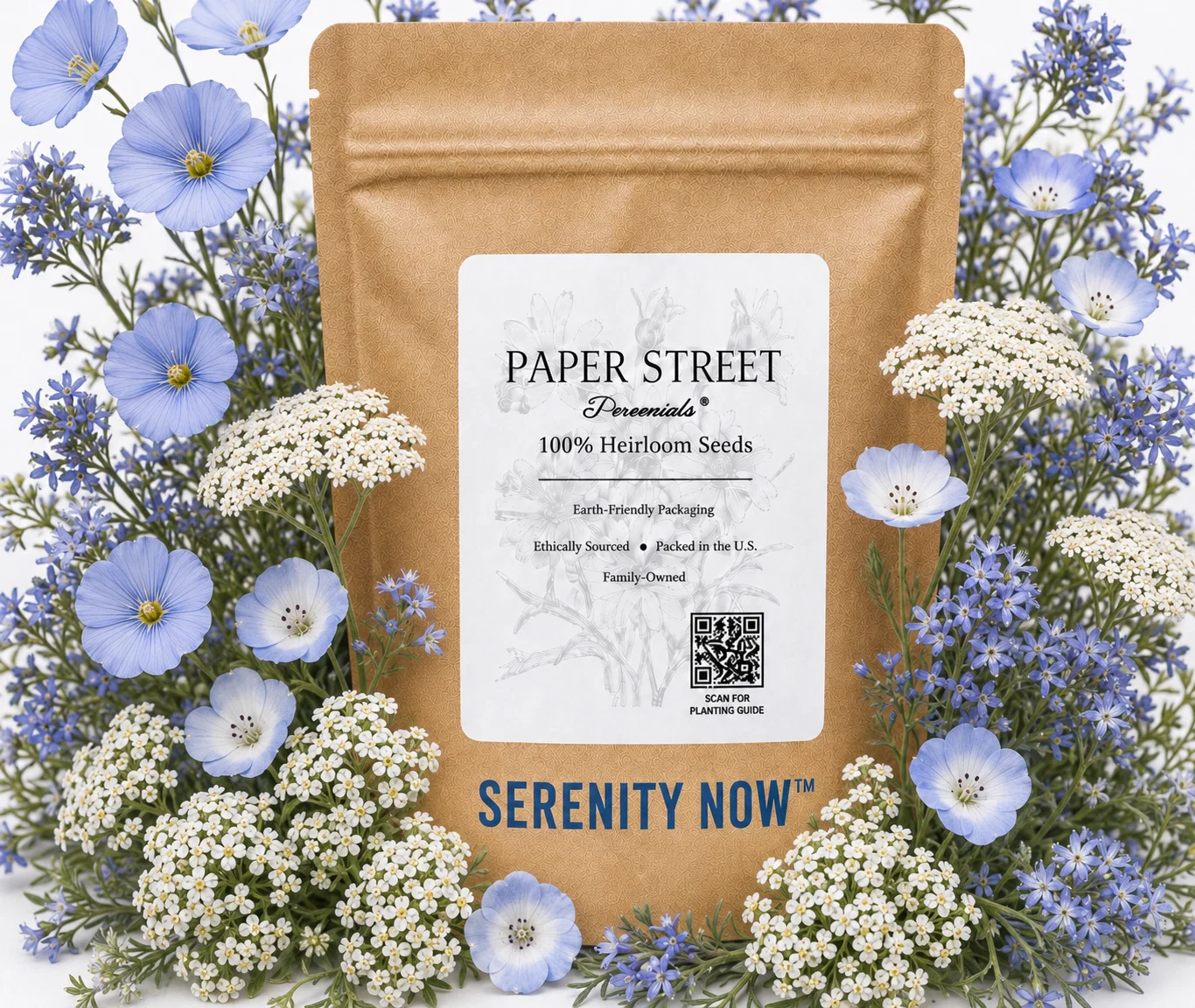 Serenity Now™ flowers and seed package