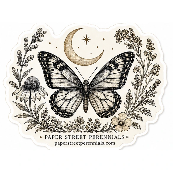 Light botanical butterfly sticker